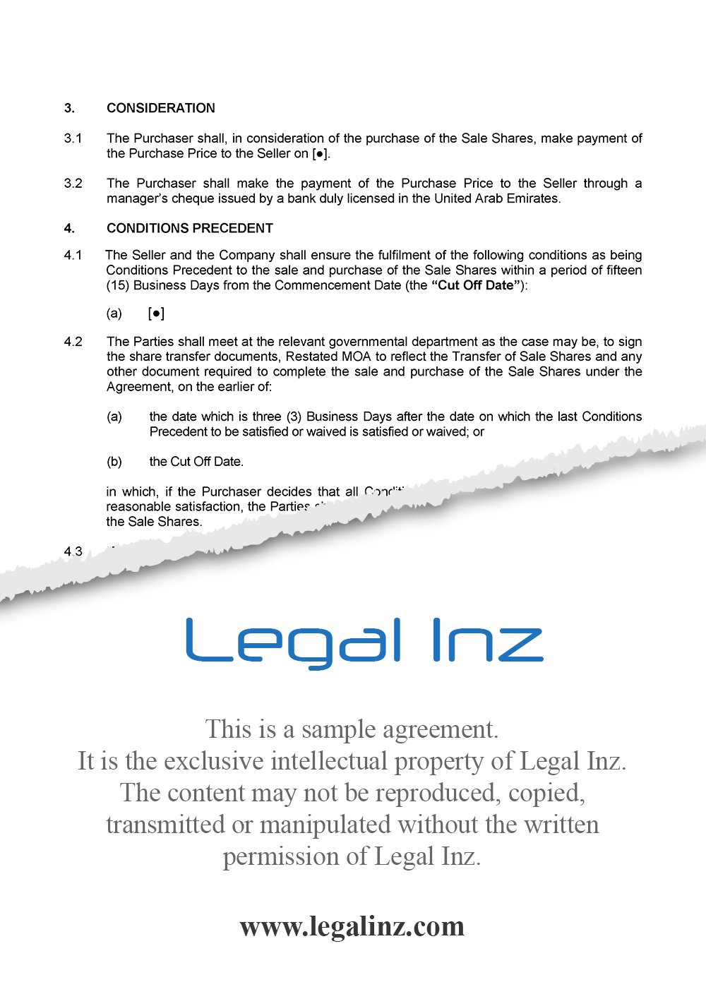 Share Purchase Agreement Sample 5